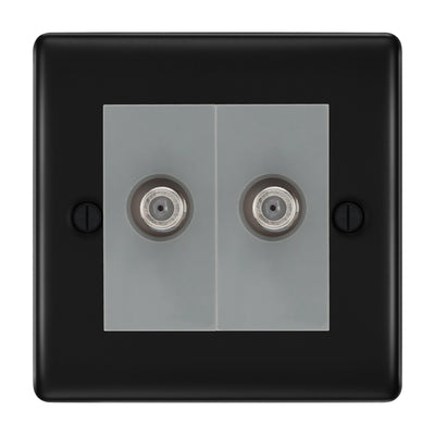 BG Nexus Metal Matt Black Double Satellite Socket NFB642G by British General (BG-NFB642G)