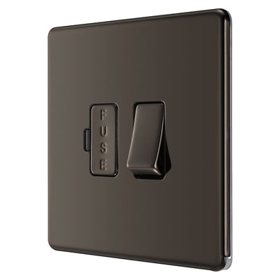BG Screwless Black Nickel 13A Switched Spur FBN50 with 25mm Steel Back Box