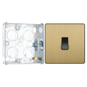 BG Evolve Satin Brass 1 Gang 20A 16AX Intermediate Light Switch PCDSB13B with 25mm Steel Back Box