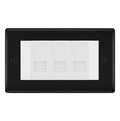 BG Nexus Matt Black 3 Gang RJ11 Telephone Socket Euro Module - White Insert