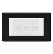 BG Nexus Matt Black 3 Gang RJ11 Telephone Socket Euro Module - White Insert by British General (BG-NFBRJ113W)