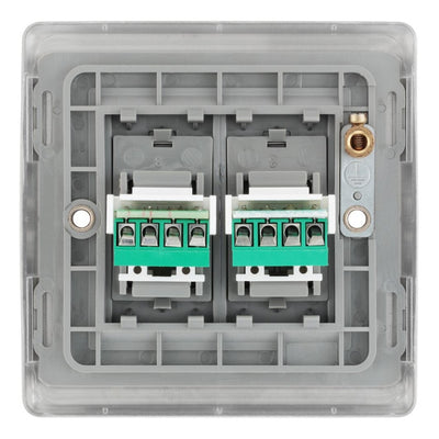 BG Nexus Brushed Steel Double RJ11 Data Outlet with Surface Pattress Back Box