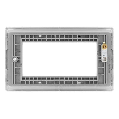 BG Brushed Steel 4G Euro Plate with 45W USB A+C Charger Modules - White Insert