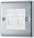 BG NPCRJ452 Nexus Metal Polished Chrome 2 Gang RJ45 Data Outlet