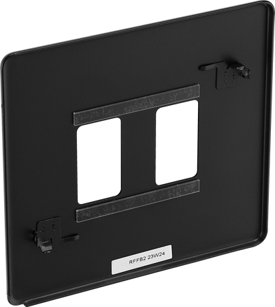 BG RFFB2 Screwless Matt Black Steel 2 Gang Front Cover Plate by British General (BG-RFFB2)