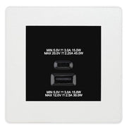 BG Evolve Pearl White 45W USB Wall Socket Euro Module USB-A & C - Black Insert by British General (BG-PCDCLEMS2W+EMUSBAC45B)