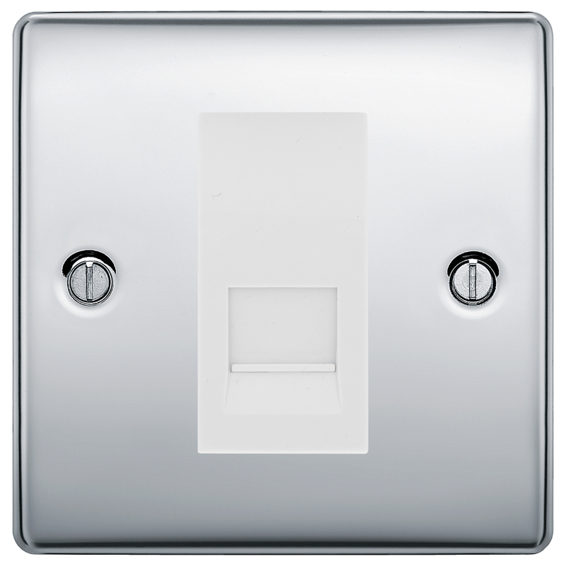 BG Nexus Polished Chrome Single Secondary Telephone Socket, Screw Terminal - White Insert
