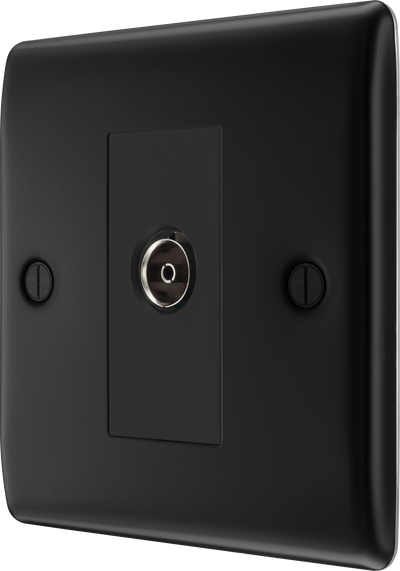 BG NFB62 Nexus Metal Matt Black Isolated TV Aerial Socket