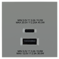 BG EMUSBAC45G Euro Module 2 Port A & C 45 USB Charging Module - Grey