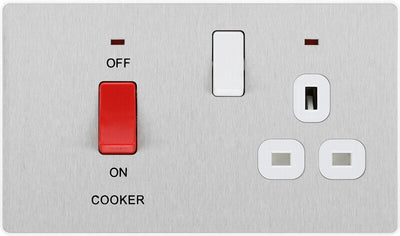 Switches: BG Evolve Brushed Steel Screwless Switches & Sockets White Insert Range PCDBS12W - Single Light Switch 20A by British General (BG-EVOLVE-BRUSHED-STEEL-PCDBS12W)