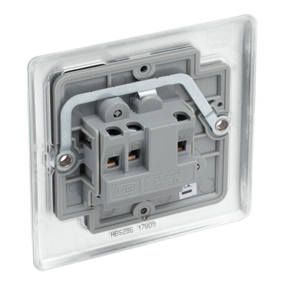 BG Nexus Brushed Steel 2A Unswitched Socket NBS28G and 25mm Steel Back Box