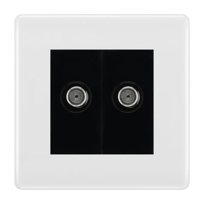 BG White Moulded Double Satellite Socket NWM642B by British General (BG-NWM642B)