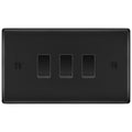 BG Matt Black 3 Gang Switch 2x Intermediate 1x 2 Way Light Switch Custom Grid