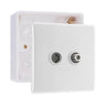 BG Electrical Double Satellite TV Socket Outlet White & 32mm Pattress Back Box by British General (BG-865+891)