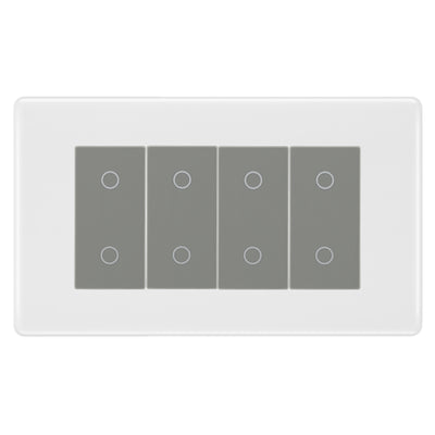 BG Nexus White Moulded Quad Secondary Touch Dimmer Switch - Grey Insert by British General (BG-8EMTDS4G)