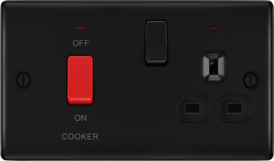 BG NFB70B Nexus Metal Matt Black 45A Switch 13A Switched Socket Cooker Control Unit