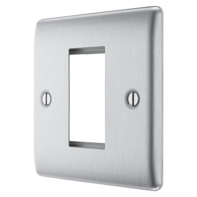 BG Nexus Brushed Steel Single Secondary Telephone Socket, Screw Terminal - Black Insert