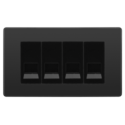 BG Evolve Black Chrome 4 Gang Master Telephone Socket - Black Insert