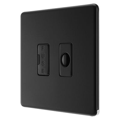 BG Screwless Matt Black Unswitched 13A Fused Spur & Flex Outlet FFB55 with 25mm Steel Back Box