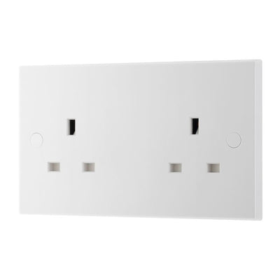 BG 924 Moulded Square Edge | White | 2 Gang 13A Unswitched Socket by British General (BG-924)