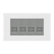 BG White Moulded 4 Gang RJ11 Telephone Socket Euro Module - Grey Insert