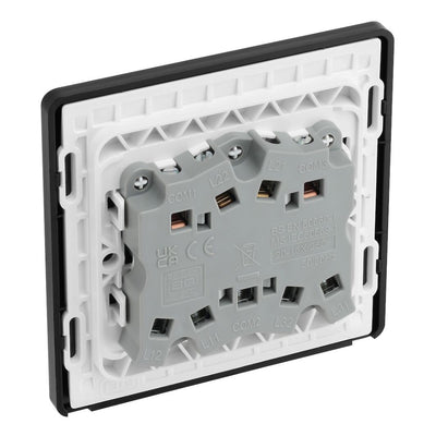 BG Evolve Matt Blue 3 Gang 20A 16AX 2 Way Light Switch PCDDB43B with 35mm Steel Back Box