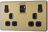BG Evolve PCDSB22UAC30B Satin Brass 2 Gang 13A Socket-Black Insert by British General (BG-PCDSB22UAC30B-Shopify-SA_1)