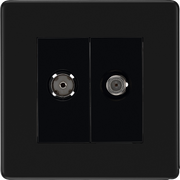 BG Nexus FFB65 Matt Black Double Satellite and Co-Axial socket by British General (BG-FFB65-1)
