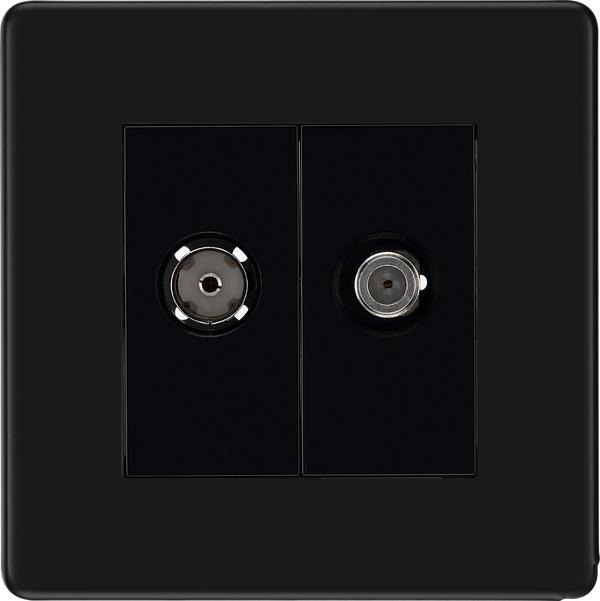 BG Nexus FFB65 Matt Black Double Satellite and Co-Axial socket