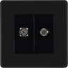 BG Nexus FFB65 Matt Black Double Satellite and Co-Axial socket by British General (BG-FFB65-1)