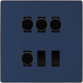 BG Evolve Matt Blue 6 Gang Switch 4x Trailing Edge LED Dimmer 2x 2Way Custom Grid Switch