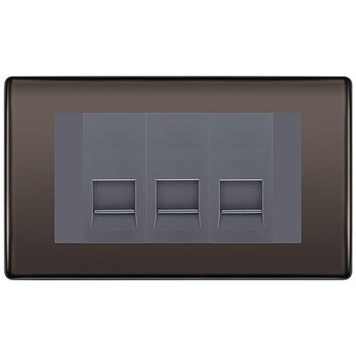 BG Nexus Black Nickel 3 Gang IDC Secondary Telephone Socket - Grey Insert by British General (BG-NBNBTS3G)
