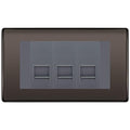 BG Nexus Black Nickel 3 Gang IDC Secondary Telephone Socket - Grey Insert