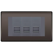BG Nexus Black Nickel 3 Gang IDC Secondary Telephone Socket - Grey Insert by British General (BG-NBNBTS3G)