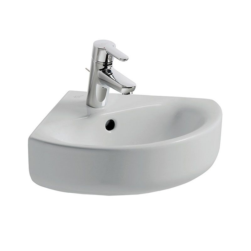 Ideal Standard Concept Arc 475mm Corner Basin With Overflow - White - E792801