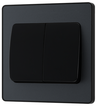 PCDMG42WB Front - This Evolve Matt Grey 20A 16AX double light switch from British General can operate 2 different lights, whilst the 2 way switching allows a second switch to be added to the circuit to operate the same light from another location (e.g. at the top and bottom of the stairs).