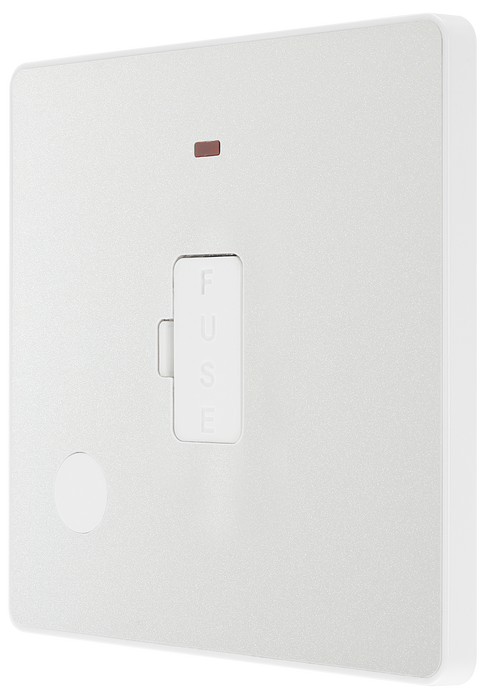 PCDCL54W Side - This Evolve pearlescent white 13A fused and unswitched connection unit from British General provides an outlet from the mains containing the fuse, ideal for spur circuits and hardwired appliances.