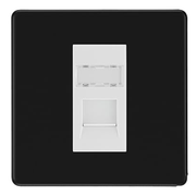 BG Screwless Matt Black Single 1 Gang RJ45 Data Socket FFBRJ451W White Insert by British General
