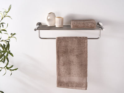 Corby Harrogate Towel Rail with Shelf in Polished Steel