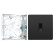 BG Evolve Black Chrome 10AX 1 Way Press Switch PCDBC14B with 25mm Steel Back Box