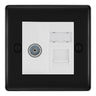 BG Nexus Matt Black TV Aerial & RJ45 CAT6 Data Socket - White Insert