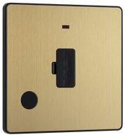 BG Evolve PCDSB54B Satin Brass 13A Flex Neon Unit-Black Insert by British General (BG-PCDSB54B-Shopify-SA_1)