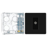 BG Screwless Matt Black Single Satellite Socket FFB64 with 35mm Steel Back Box by British General