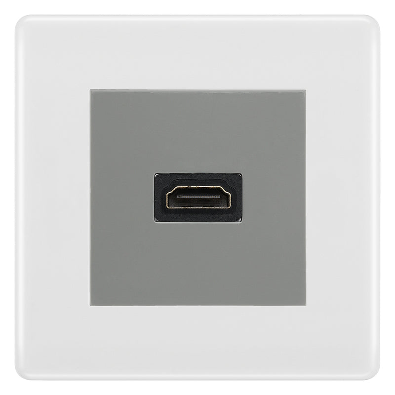 BG Nexus White Moulded HDMI Socket  - Grey Insert