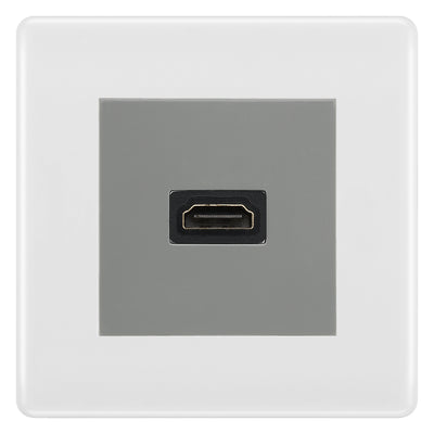 BG Nexus White Moulded HDMI Socket  - Grey Insert by British General (BG-8EMS2+EMHDMIG)