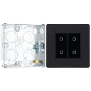 BG Evolve Matt Black 2 Gang 200W Trailing Edge Secondary Touch Dimmer PCDMBTDS2B with 25mm Steel Back Box
