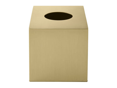 Corby Plymouth Cube Tissue Box Holder in Brushed Brass