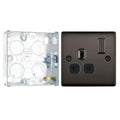 BG Nexus Black Nickel 13A Switched Single Socket NBN21B and 25mm Steel Back Box