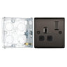 BG Nexus Black Nickel 13A Switched Single Socket NBN21B and 25mm Steel Back Box by British General (BG-NBN21B+HGS02)