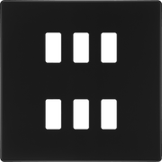 BG RFFB6 Screwless Matt Black Steel 6 Gang Front Cover Plate